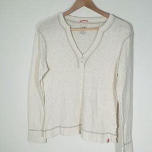 The north face long sleeve cream v-neck shirt